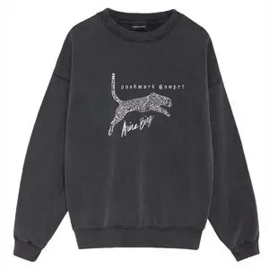 【アニービン】SPENCER SWEATSHIRT SPOTTED スウェット Washed Black Spencer Sweatshirt Spotted Leopard | Anine Bing